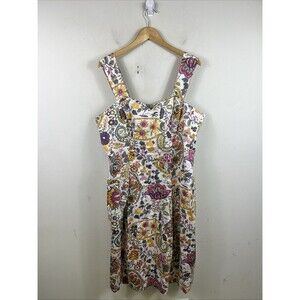 J Peterman Floral Paisley Sleeveless Cotton Dress Size 20 Midi